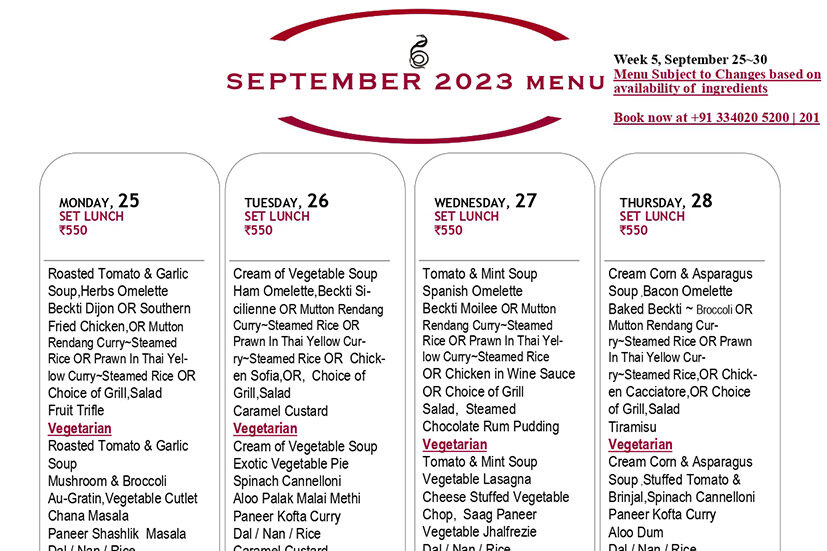 September 2023 Menu~ Wk 5, September 25 ~ 30