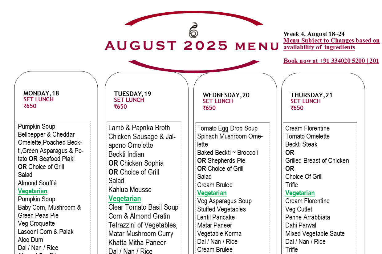 August 2025 Menu~ Aug 18~24