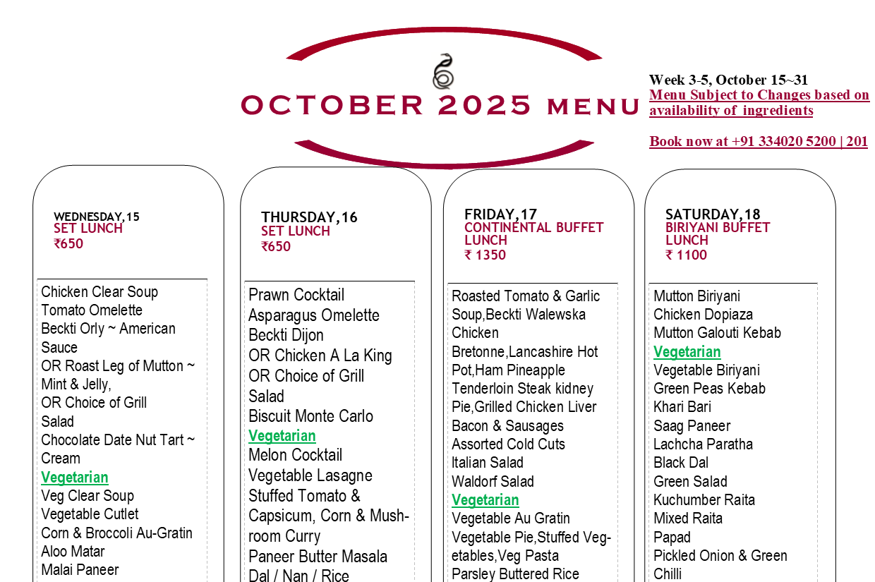 October 2025 Menu~ Oct 15~31