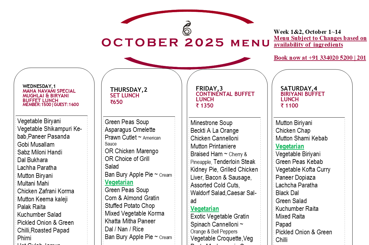 October 2025 Menu~ Oct 1~14