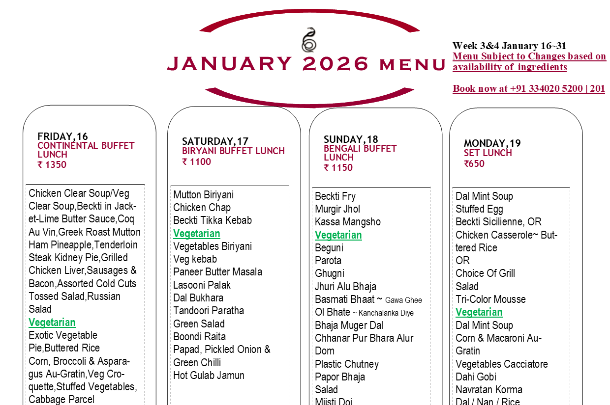 January 2026 Menu~ Jan 16~31