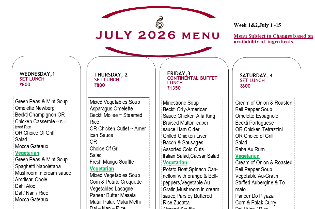 July 2026 Menu~ Jul 1~15