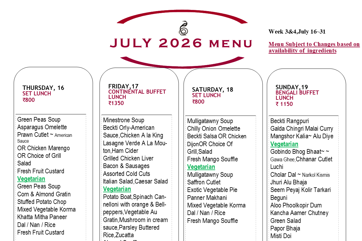 July 2026 Menu~ Jul 16~31