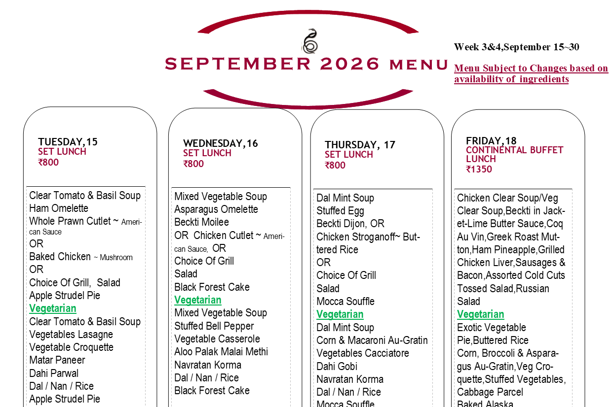 September 2026 Menu~ Sep15~30